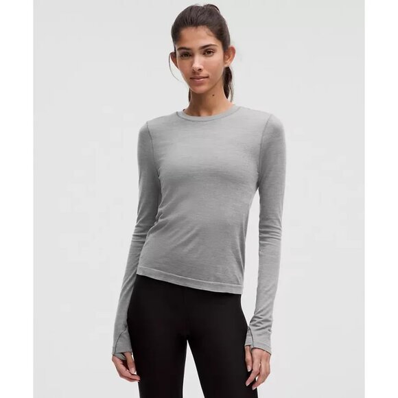 Lululemon Swiftly Wool Long-Sleeve Shirt XXS Rhino Gray Seamless Lightweight - Picture 1 of 3